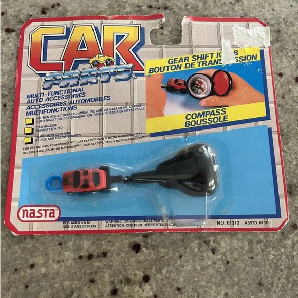 1988 Nasta Red Car Keychain Shifter Nob/working compass Micro Machines NEW - Picture 1 of 4
